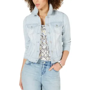 Style & Co Stripe Denim jacket Large Blue White