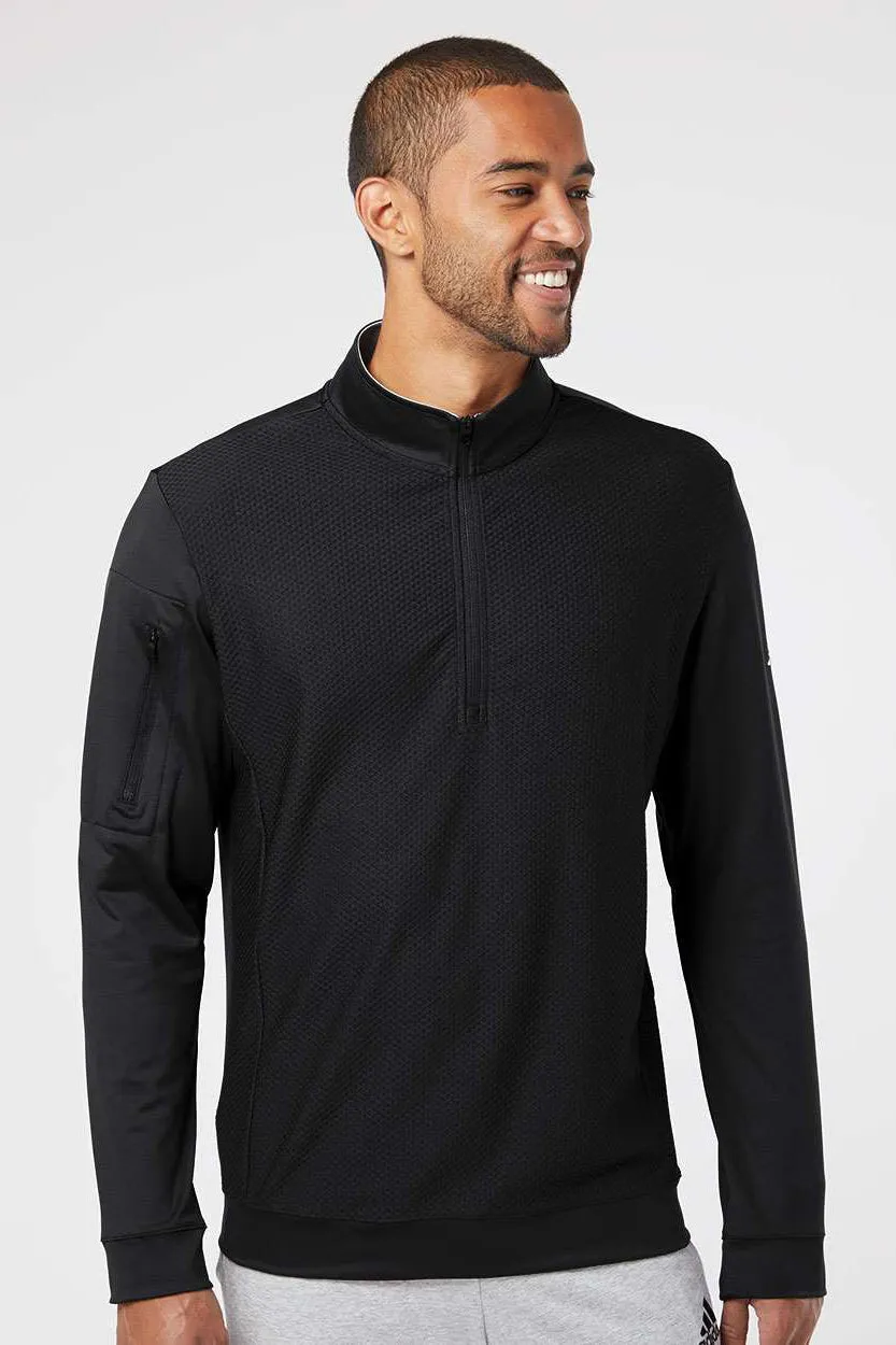 Adidas Mens Performance UPF 50  1/4 Zip Sweatshirt - Black - NEW