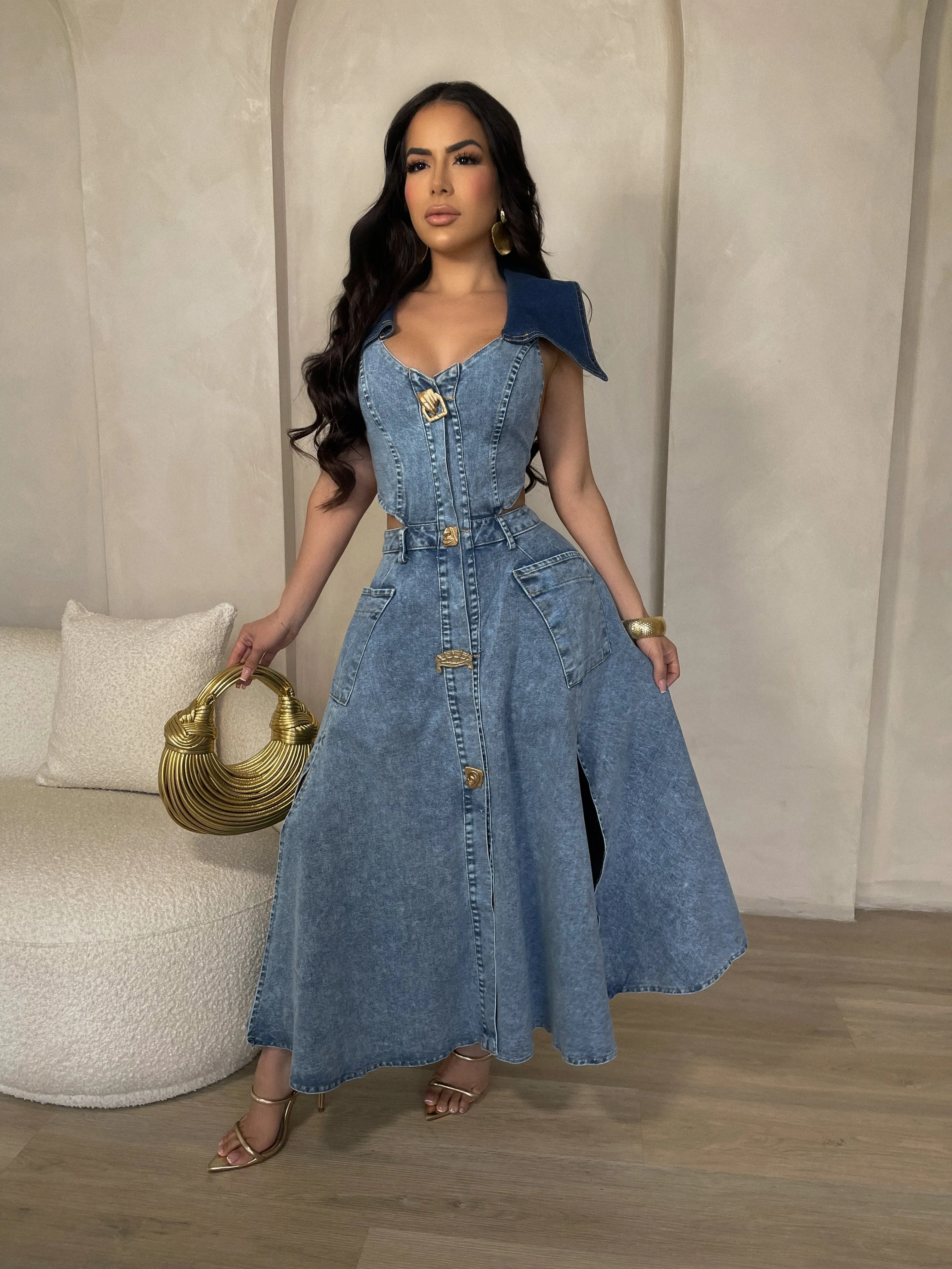 Be Free Midi Dress Light Denim