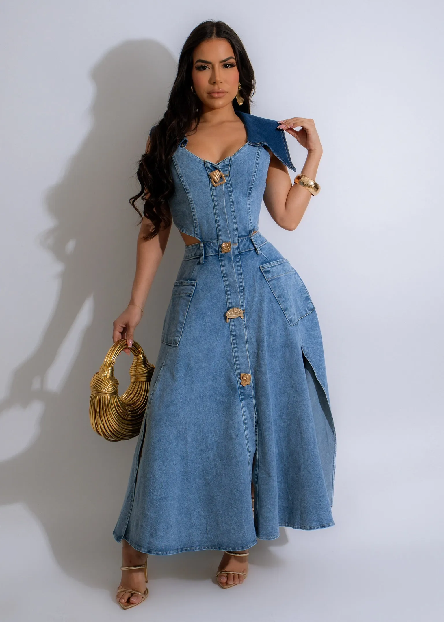 Be Free Midi Dress Light Denim