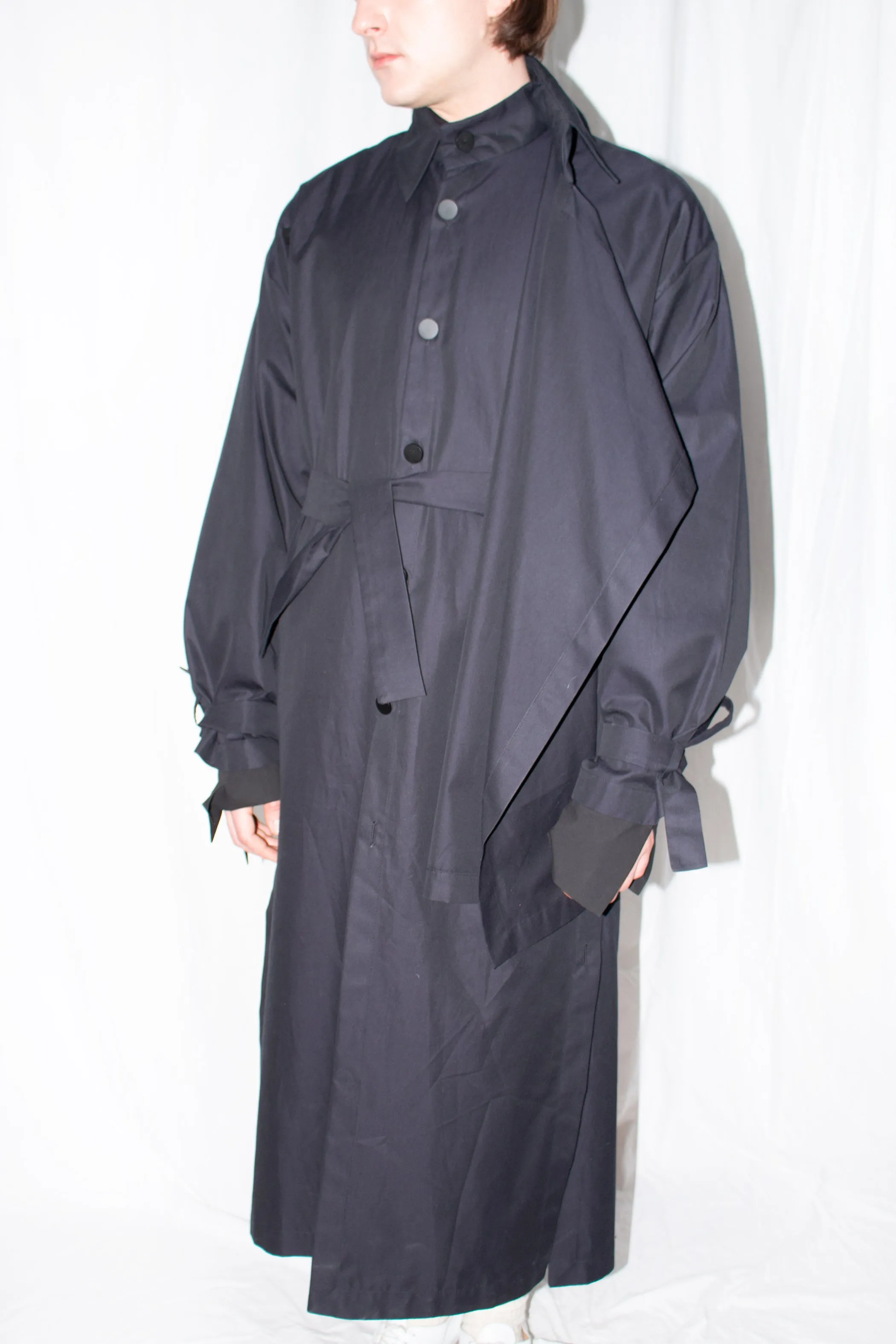 Black Asymmetric Twill Coat