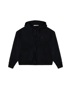 CHARCOAL GREY BOXY ZIP-UP HOODIE