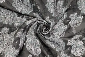 Crushed Floral Brocade - Cool Gray / Black