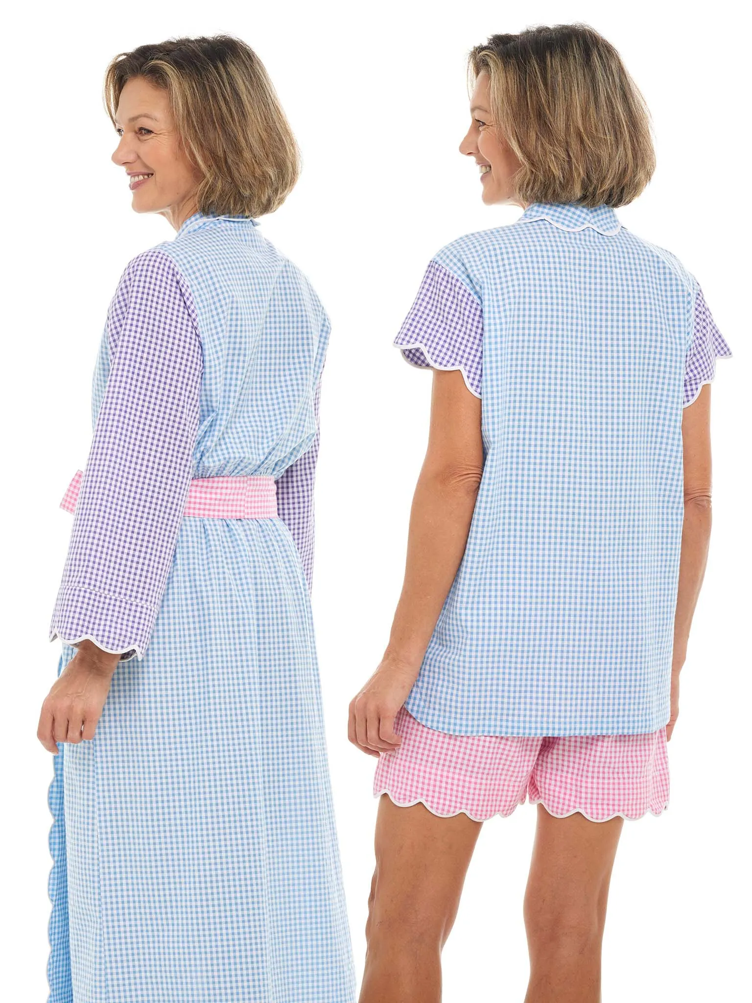 Gingham Bundle: Classic Robe   Pajamas with Shorts