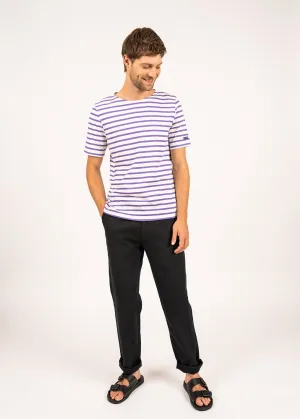 Levant short sleeve striped sailor shirt - regular fit, in light cotton (ECUME/VIOLET)