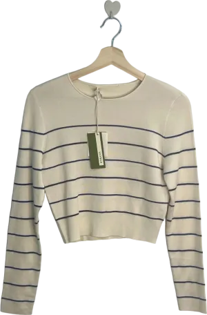 LILYSILK Cream Striped Knit Jumper UK 10