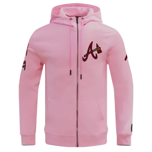 MLB ATLANTA BRAVES CLASSIC CHENILLE MEN'S FZ PO HOODIE (PINK)