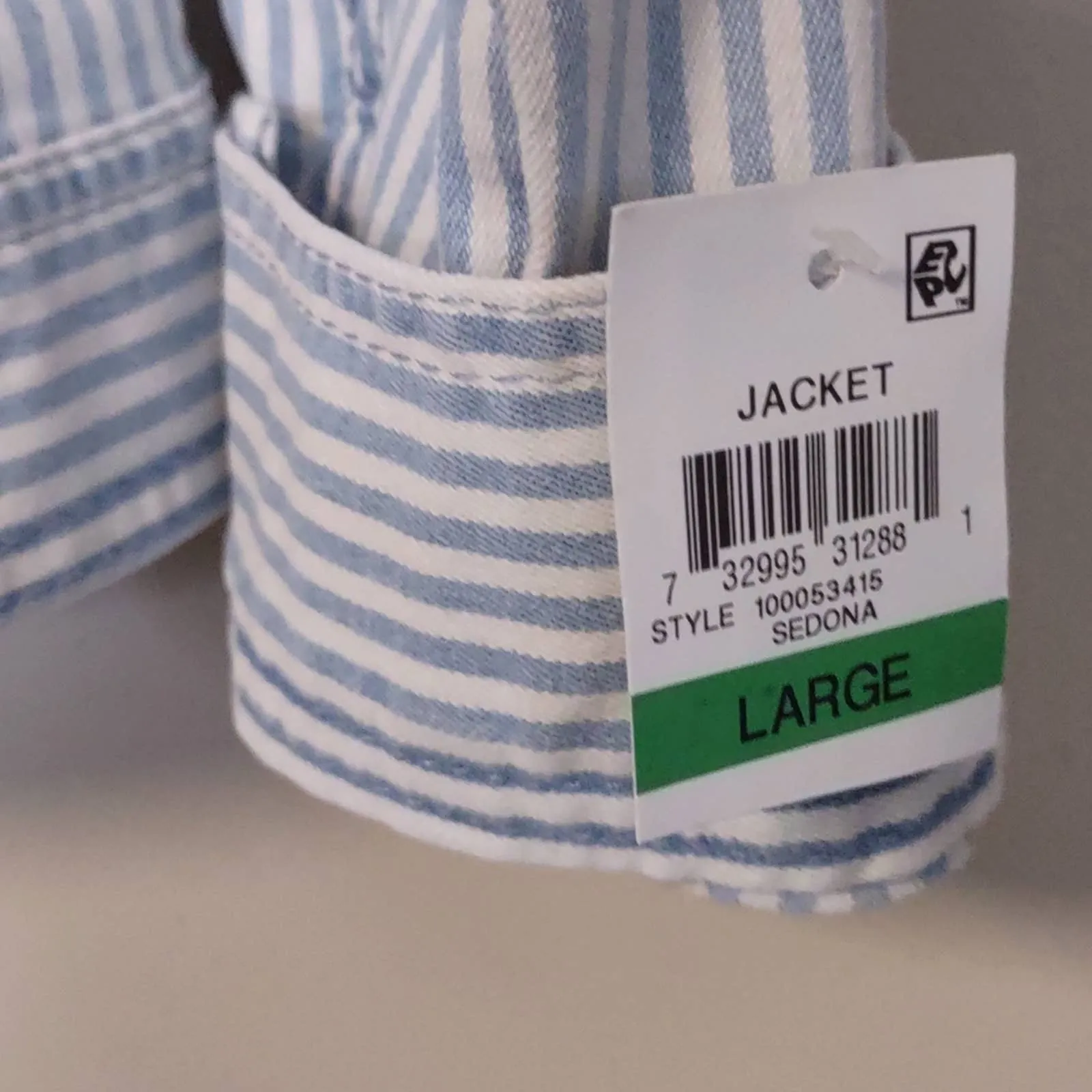 Style & Co Stripe Denim jacket Large Blue White