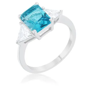 WildKlass Classic Blue Topaz Rhodium Plated Engagement Ring