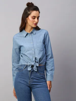 Women's Denim Cotton Regular Fit Blouse